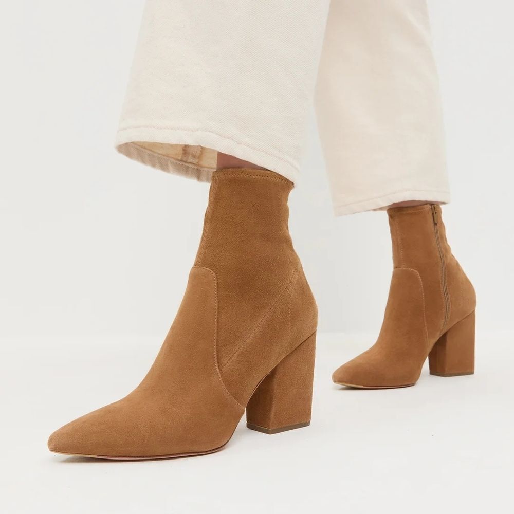 Loeffler Randall Suede  Isla Brown Heeled  Ankle Bootie